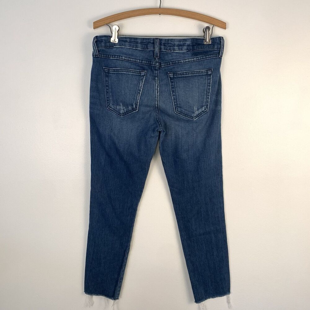 AMO Mid Rise Jeans Denim Stix Crop Raw Hem In Color Pacific Size 29 - Picture 8 of 12